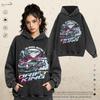 Mens Oversized Hooded Sweatshirt With Graphic Print Loose Fit Cotton Pullover Streetwear Style