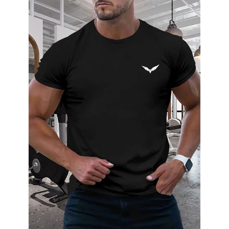 European Size Men'S Summer Bird Print Stylish Short-Sleeve T-Shirt, Casual And Versatile Elastic Round-Neck Top for Men.