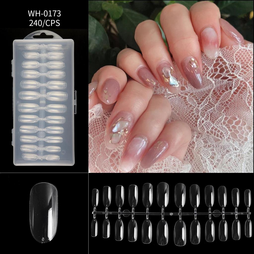 Nail Thin Nail Piece Free Engraving Grinding Trapezoidal Water Drop Almond Scrub Full Paste Half Paste Extension 240 Pieces