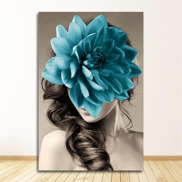 

Украшение, картина, скандинавский декор для гостиной, скандинавский цветок, женщина, настенное искусство, печать на холсте, абстрактный плакат, картина без рамки 30*40cm