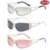 3pcs Fashion Women Punk Metal Frame Sunglasses Y2K Hollowed Out Future Sense Sun Glasses Travel Outdoor Unisex Eyewear UV400