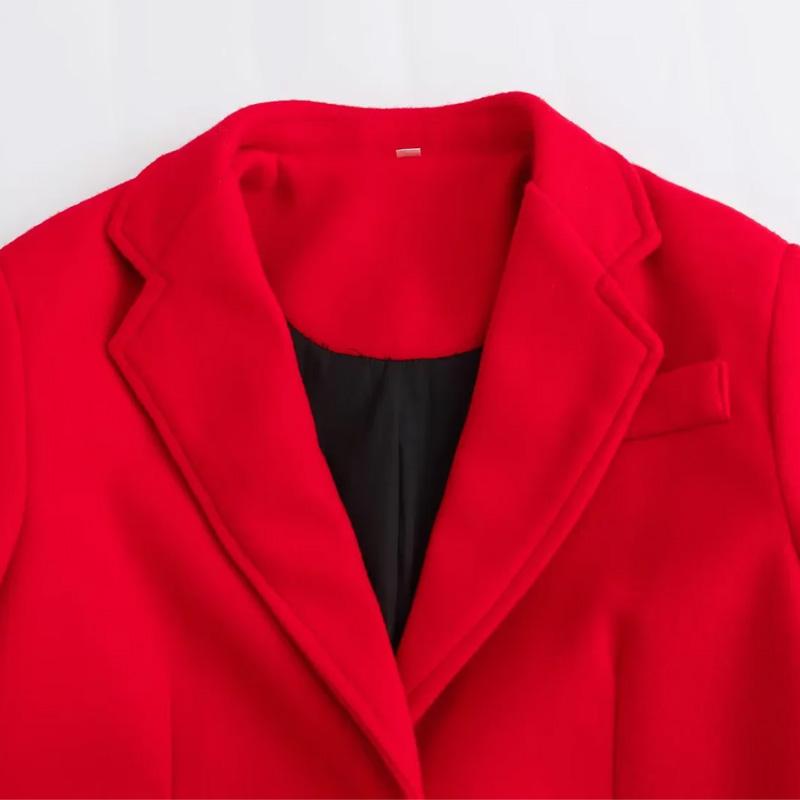 Winter Coats Woman Red Long Coats for Women Autumn Faux Wool Coat Casual Long Sleeve Coat Elegant Women's Overcoat