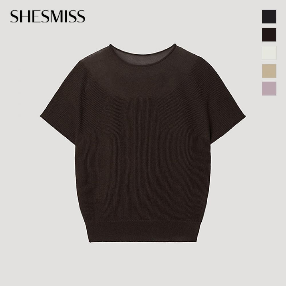 [shs Miss] Texture Block See Through Knit Sskpop22090