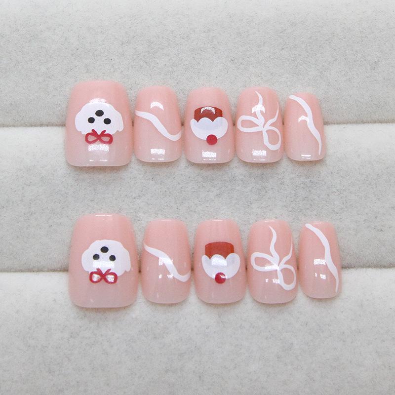 Cute short cartoon animal ripple bow vitality girl versatile detachable wearable nail art 30 pieces