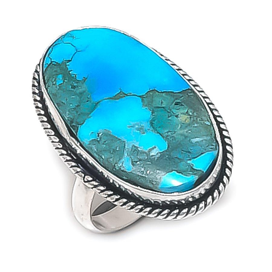 

Тибетская бирюза драгоценный камень 925 стерлинговое серебро ювелирное кольцо размер 9