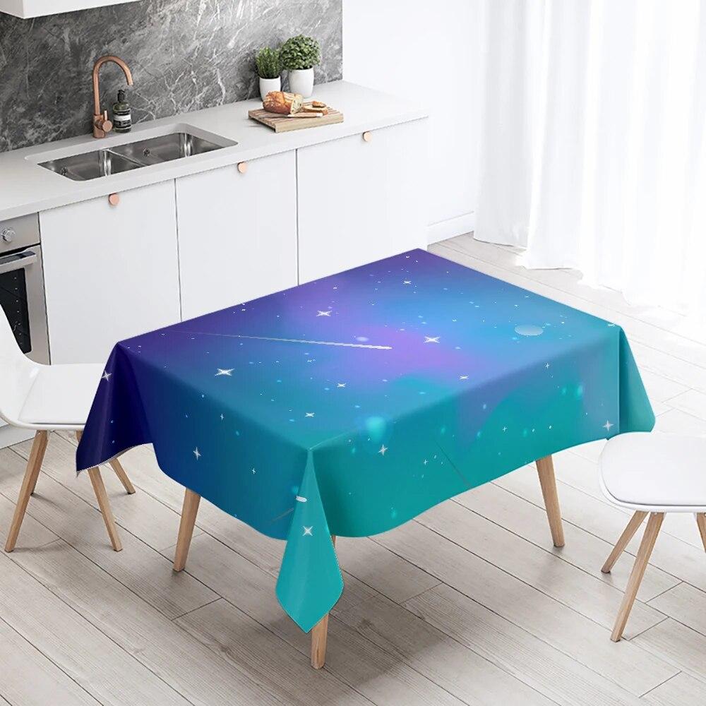 Cartoon Minimalist Starry Sky Tablecloth Waterproof and Oil-proof Rectangular  Restaurant Table Kitchen Decoration
