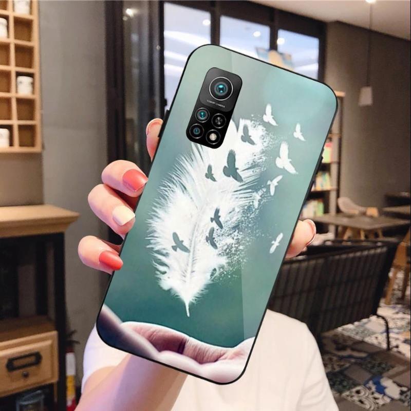 Magic Feather Phone Case For Xiaomi 12 11T 10 9 Redmi Note 11 10 10S Pro Redmi 9 9A 8 Black PC Glass Phone Cover