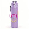 1PC Multicolor Smile Text Art Print 750ml Color Plastic Sports Water Bottle Leakproof Flip Straw Lid Suitable for Sports Office Home Use
