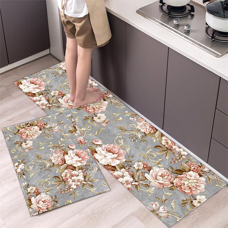 Kitchen Rugs Print Non-Slip Thick Cushioned Kitchen Mat Comfort Standing Mat for Kitchen