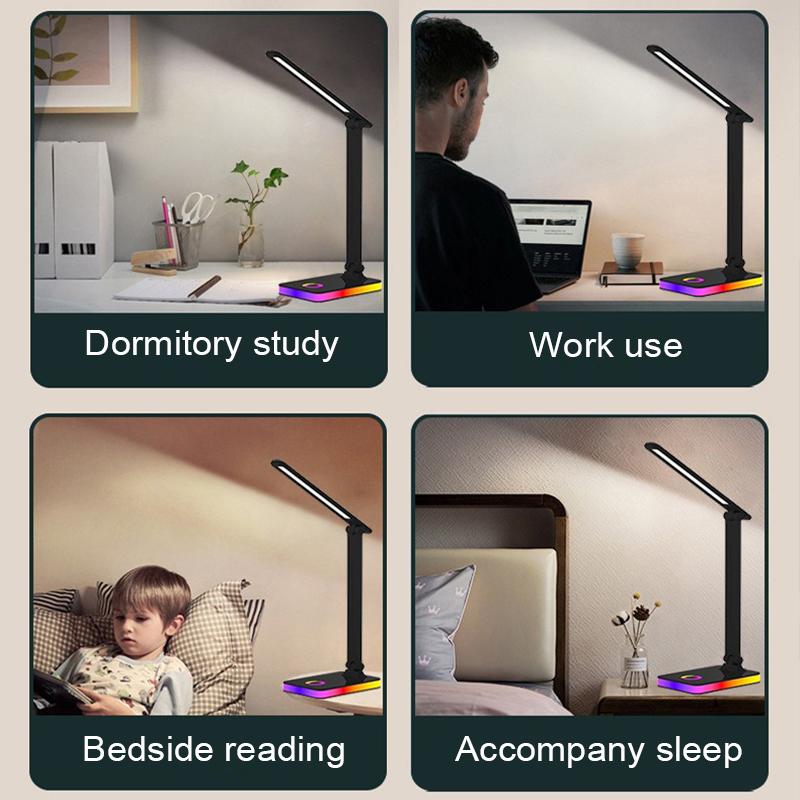 LED Desk Lamp USB Plug In Table Lamp 3 Levels Dimmable Touch Desk Lighting Eye Protection Foldable For Bedroom Desk Light