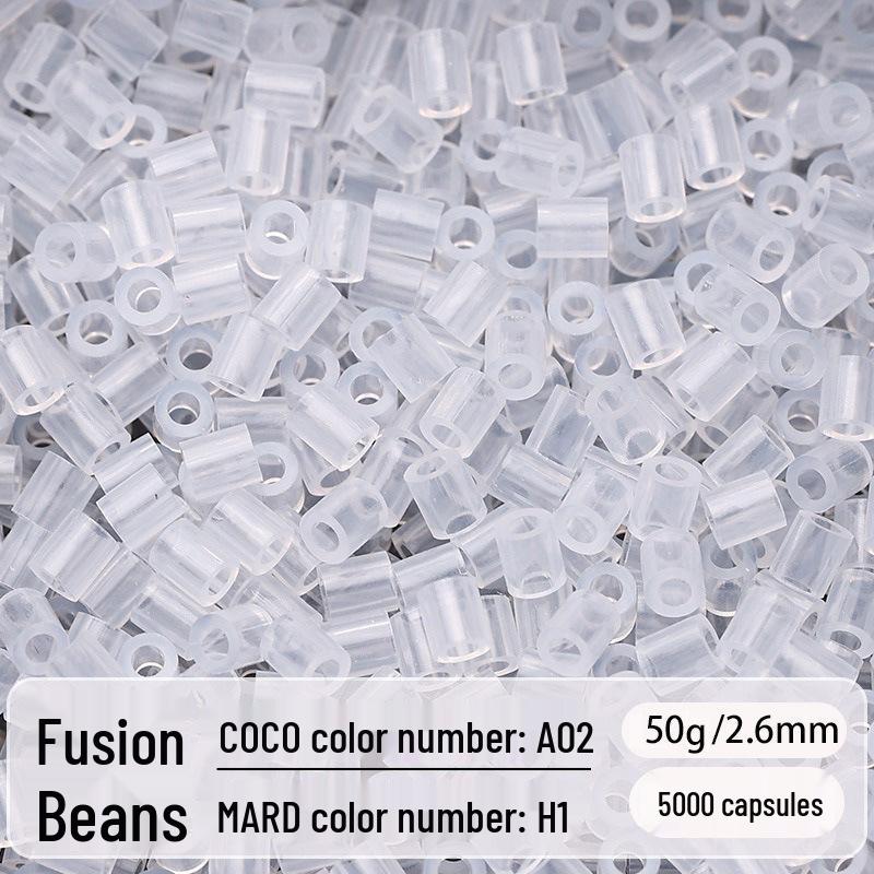 2.6mm High-Quality Fuse Beads Refill Pack: Black, White, Transparent, Red, Skin Colors