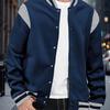 Men's Casual High Street Fleece-lined Patchwork Stand Collar Varsity Jacket