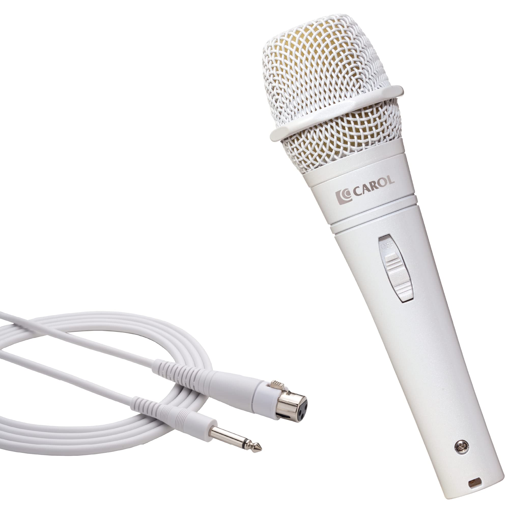 

CAROL E dur-916S White Microphone, XLR Microphone, Dynamic Microphone, Unidirectional Microphone with XLR Cable, Low Noise Recording, Singing, Live