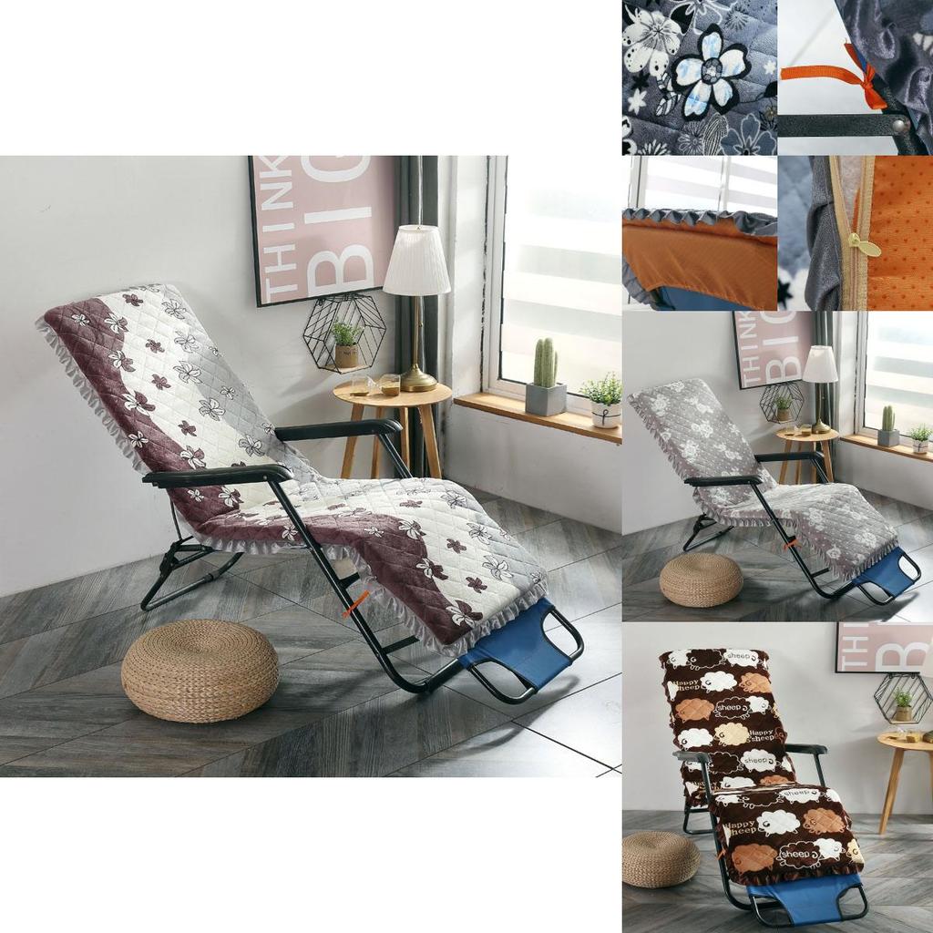 Luxurious Washable Flannel Deck Chair Cushion With Thick Padded Flower Print Design
