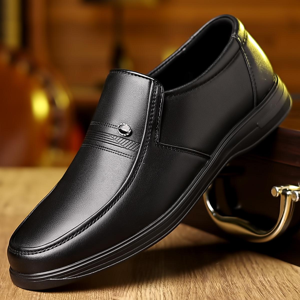 

Мужские деловые кожаные туфли в британском стиле, модные, универсальные, повседневные, простые, однотонные туфли 38 чёрный
