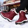 2025 Women's Winter Snow Boots Warm Plush Lined Mid Calf Boots Waterproof Anti Slip Outdoor Snow Women's Hiking Shoes
