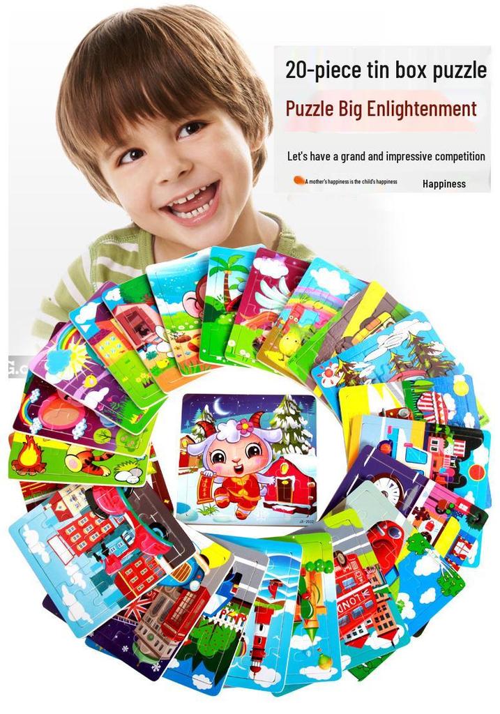 Early Education Wooden 20-Piece Puzzle Board for Infants and Young Children (Ages 0-6)
