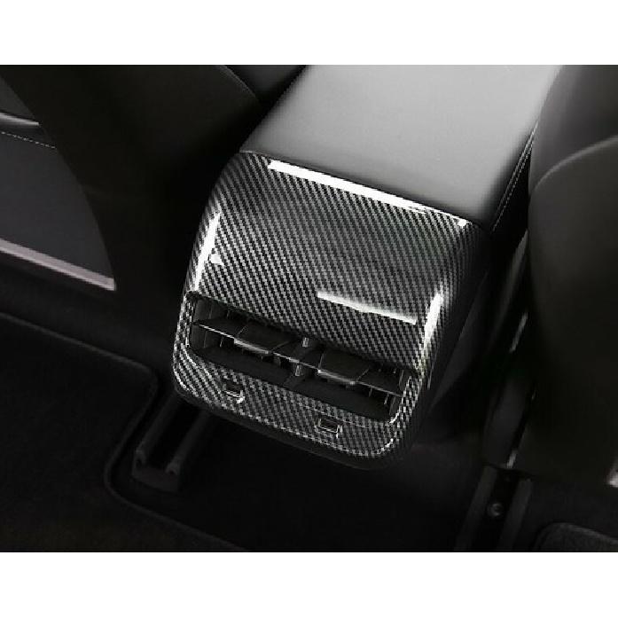 Rear Air Vent Outlet Armrest Carbon Fiber Cover Trim For Tesla Model Y -