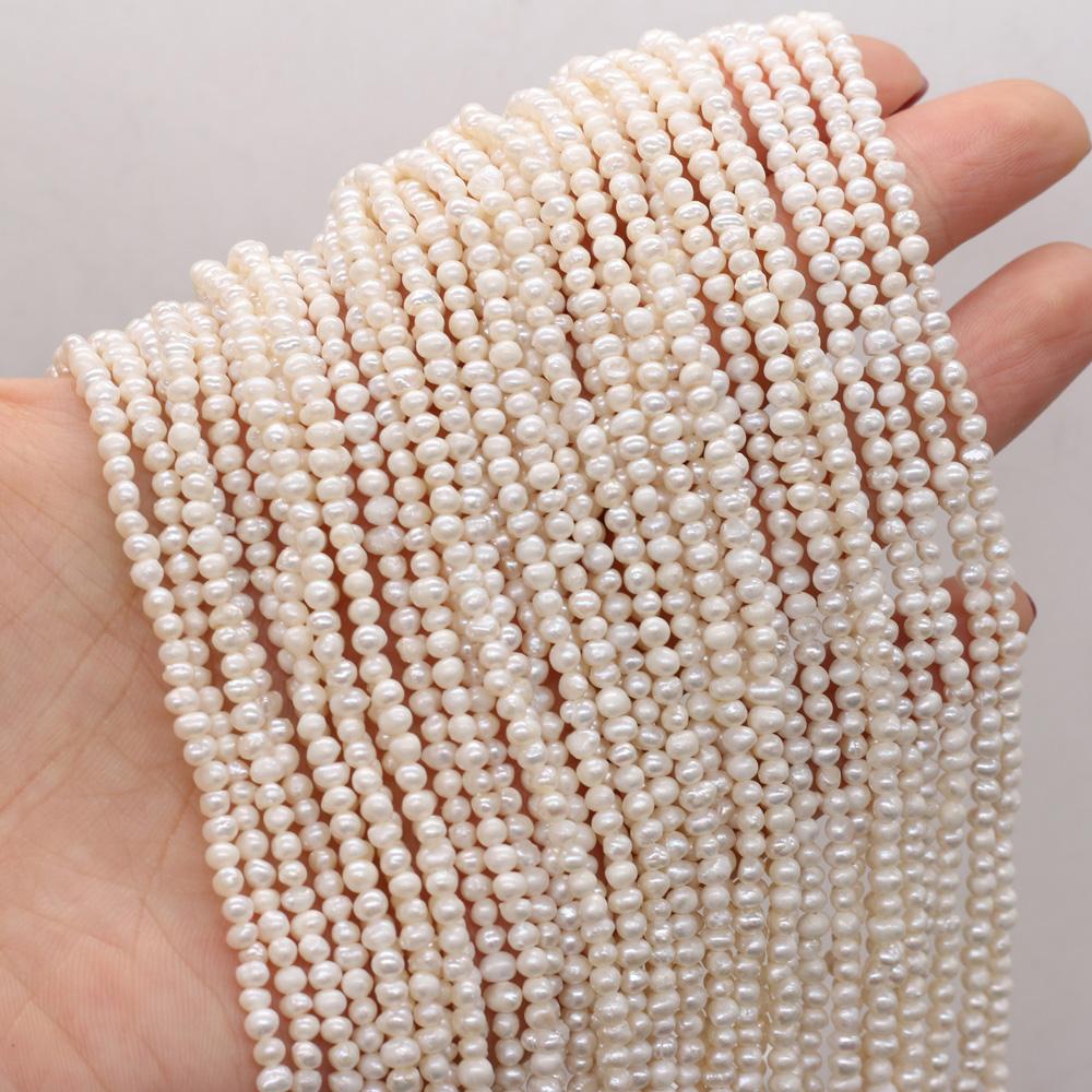 1String, Potato Shape Pearls, 2-3 mm, White Natural Freshwater Pearl Beads for Jewelry Making DIY Supplies, Women's Craft Gifts 36cm