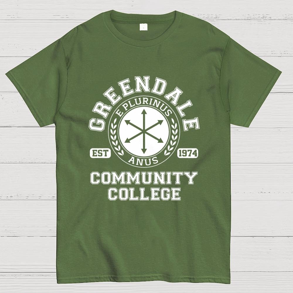 Camiseta Casual de Verano Unisex 100% Algodón Fresca Holgada de Greendale Community College