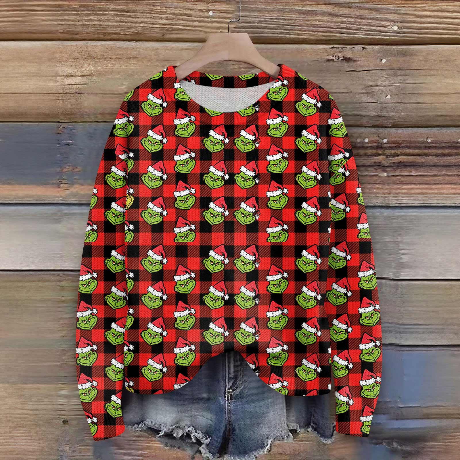 

Пуловеры с длинным рукавом для женщин, с круглым вырезом, повседневные, милые, с принтом, вязаные, оверсайз S винный