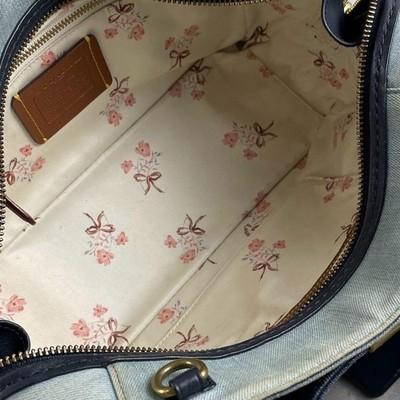 COACH Dreamer 2-Way Denim Collection Tote Bag Gold Hardware Logo Charm Authentic