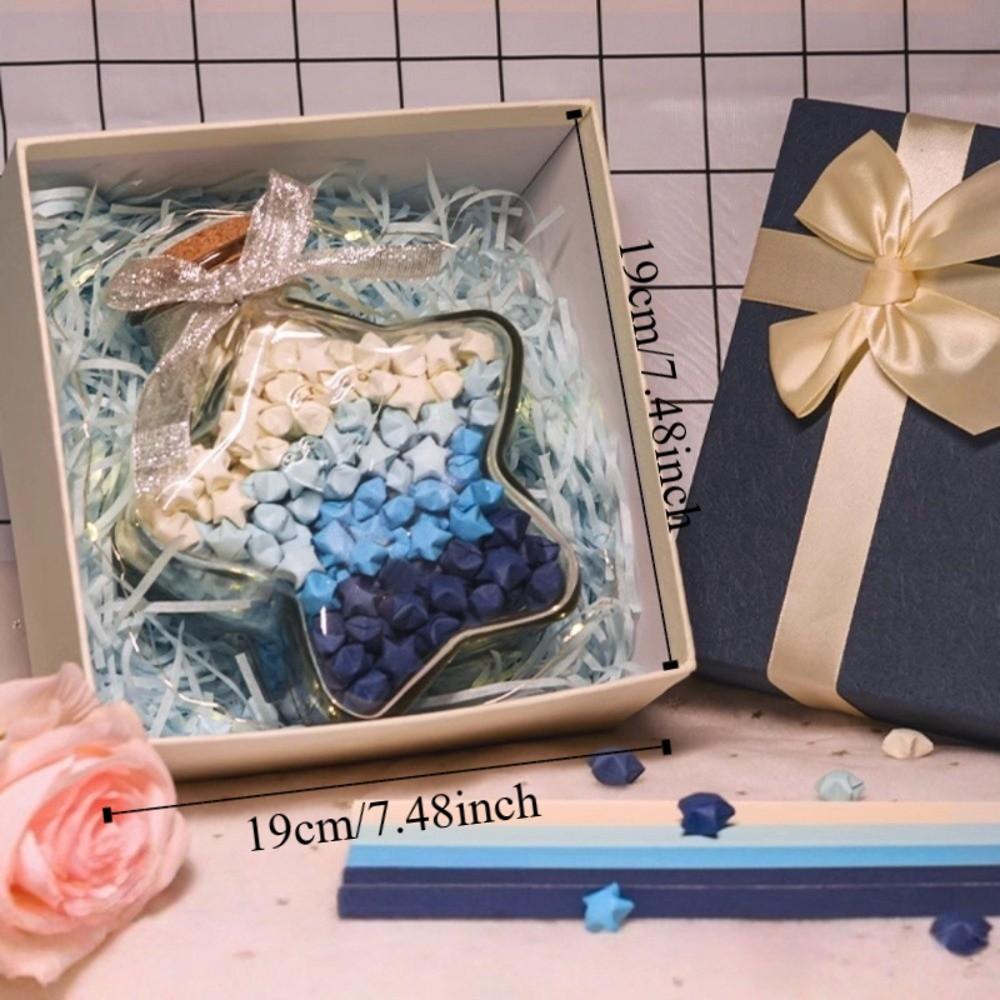 Paper Star Five Pointed Star Bottle Gift Box Kawaii DIY Origami Stars Paper Strips Gradient Blue Decorative Paper