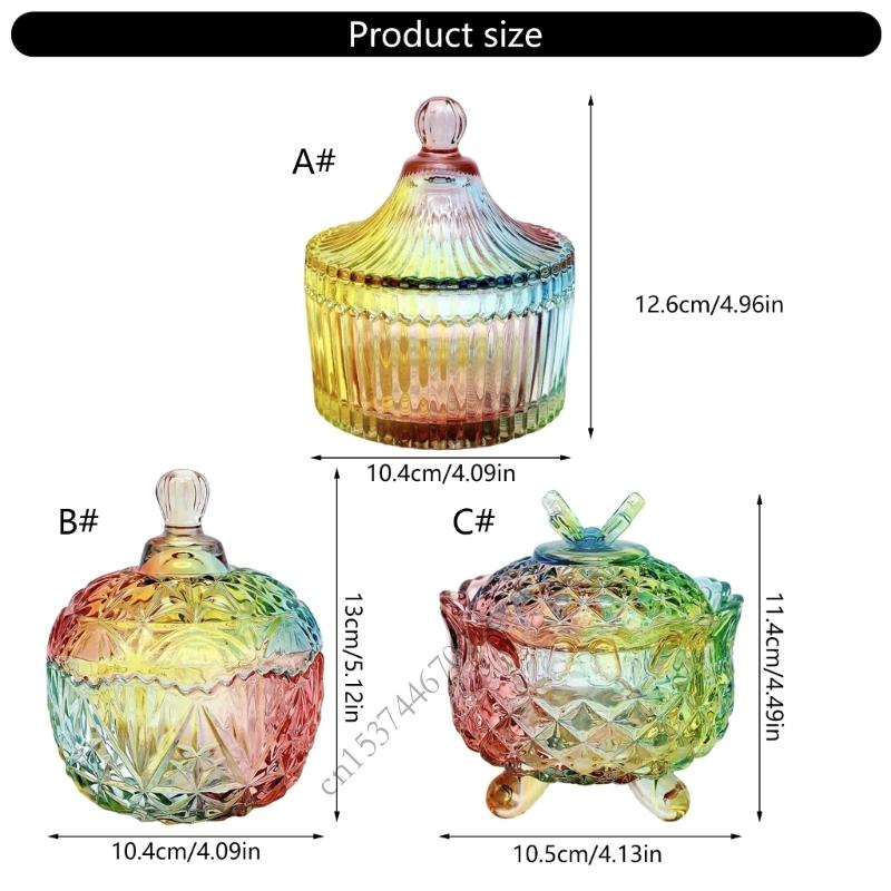 Colorful Handcraft Glass Storage Jar for Treats Home Organization Display P9YB