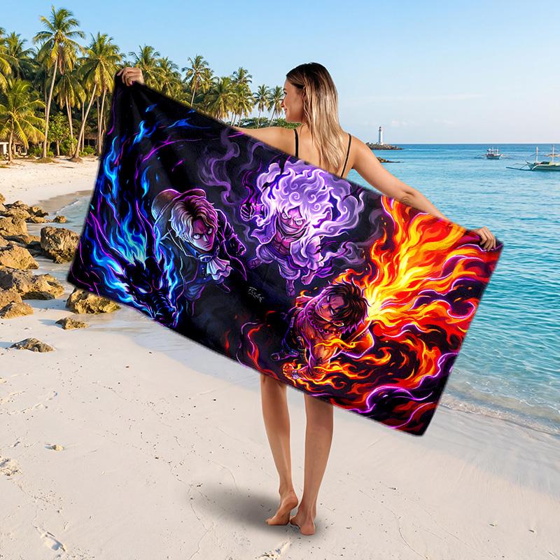One Piece Printed Swim Towel, Portable Water Absorbent Towel for Beach Camping Daily Bathroom Use