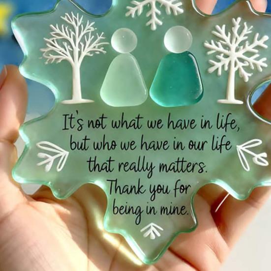 Snowflake Shaped Sea Glass Ornament Handmade Sea Glass Art Friendship Keepsake Coastal Winter Christmas Tree Decoration
