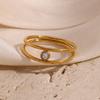 MamacitaSlay Minimalist Double Layer Round Zircon Ring 2025 Party Waterproof 18K Gold Plated Jewelry Women's Elegant Ring Gift