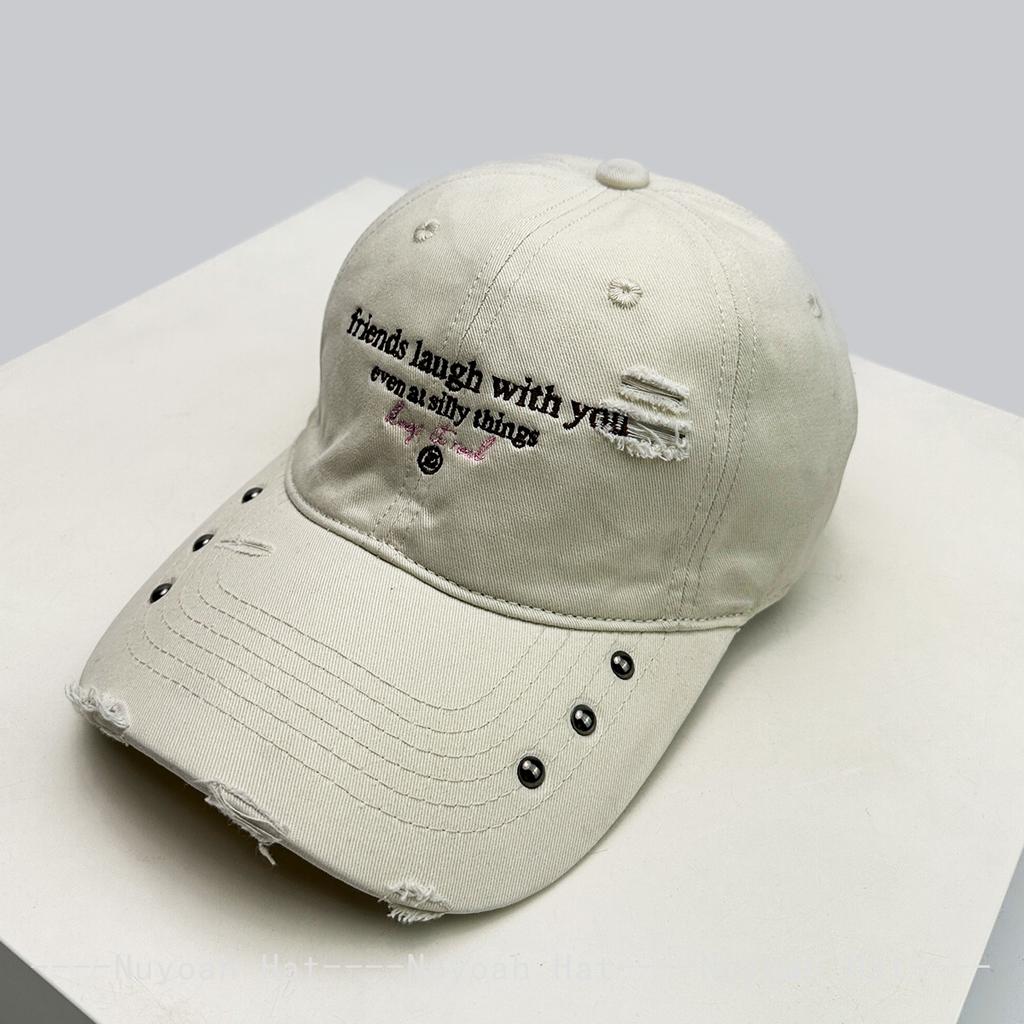 Broken Style Rivet Embroidered Letters Baseball Hats Sunshade Personal New Men Women Versatile Retro Fashion Peaked Caps Street
