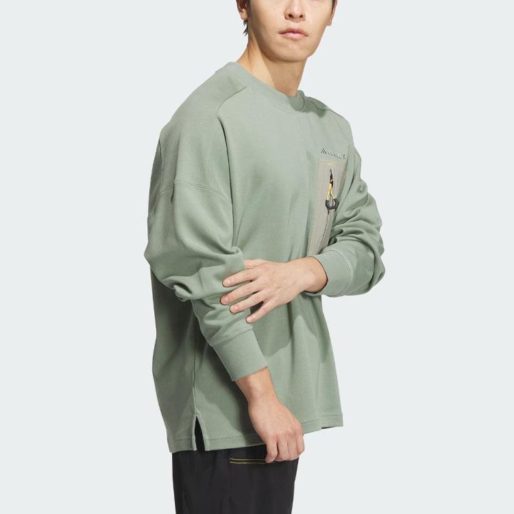 Adidas X National Geographic Crew Sweatshirt American Vintage Color Block Pocket Loose Sports Outdoor Round Neck Men Sweatshirt IS9525