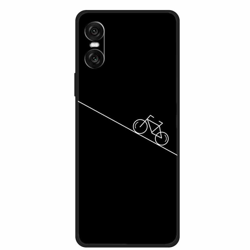 Compatible Sony 10 VI 2024 Phone Case - Black TPU with Hollow Simple Lines Design