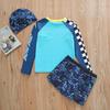 2026 Boys' Long Sleeve Racing Print Swimsuit with UPF50+ Sun Protection