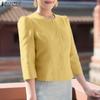 ZANZEA Women Casual Round Neck Solid Color 3/4 Sleeve Blouse