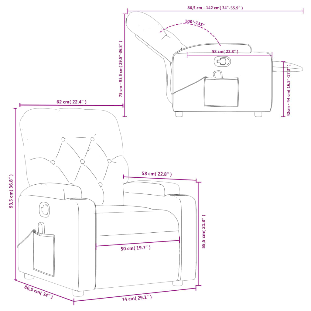 Massage Chair Taupe Fabric