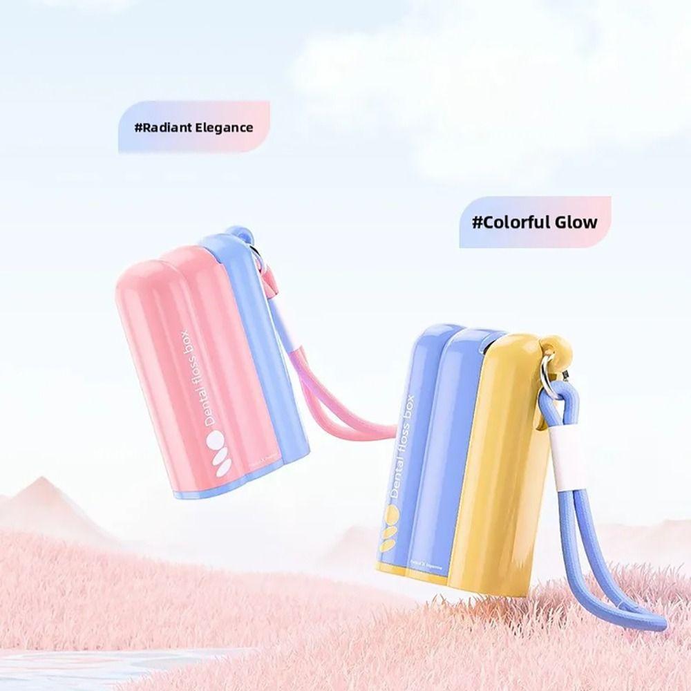 Taşınabilir PP Otomatik Açılan Diş İpi Kutusu Toz Geçirmez Basmalı Diş İpi Kutusu Yeniden Doldurulabilir Mini Diş Çubuğu Kılıfı Ev