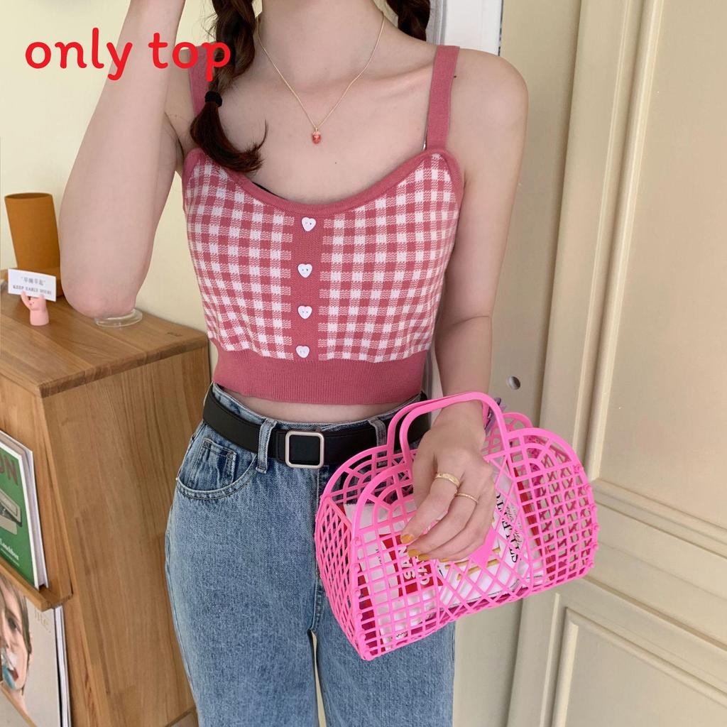 French Girl Summer Crop Top With Colorblock Pattern And Corset Style For Casual Wear