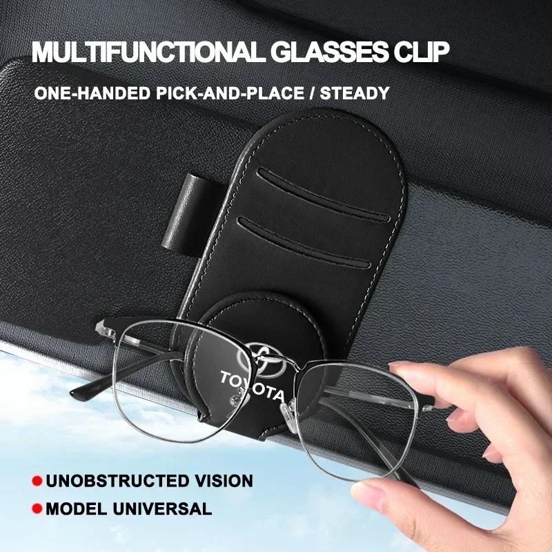 Car Multifunction Sunglasses Clip Card Ticket Holder Stand Eyeglasses For Toyota Chr Corolla Yaris Rav4 E150 E120 Land Cruiser