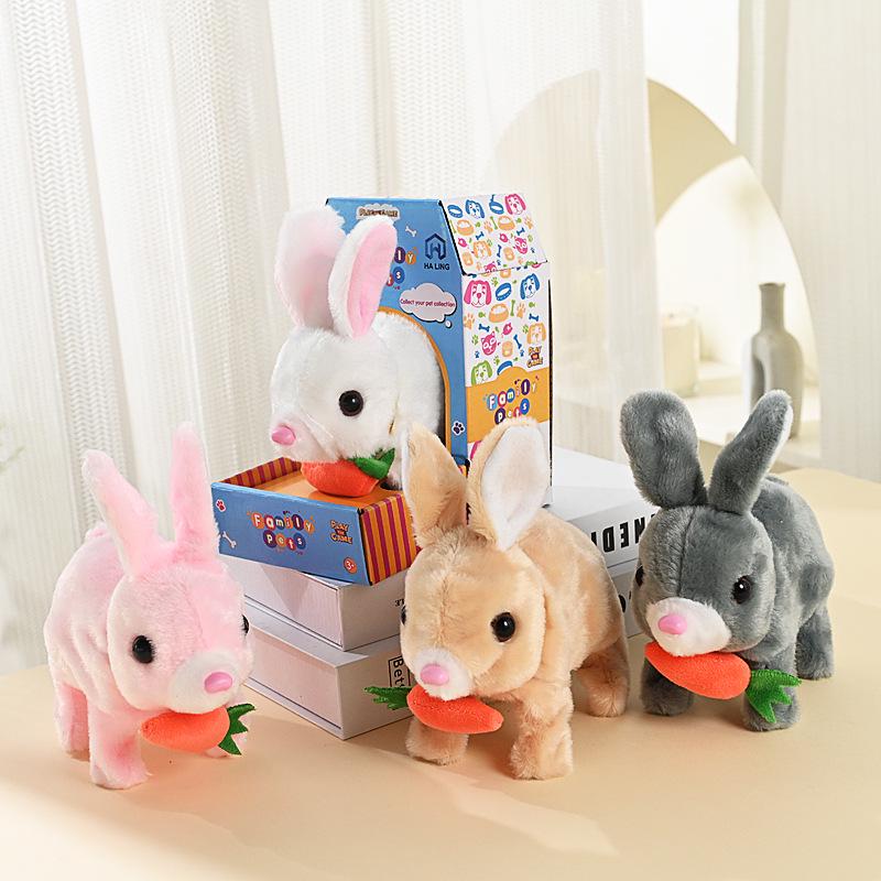 Plush Electric Toy Carrot Rabbit Simulation Pet for Kids