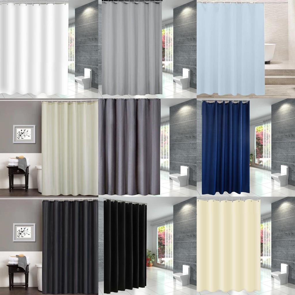 Waterproof Color Solid Polyester Shower Curtain Hooks Set For Bathroom Decor