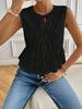 Women Textured Sleeveless Vest Front Tie Up Peplum Hem Round Neck Casual Waistcoat Summer Solid Tank Top