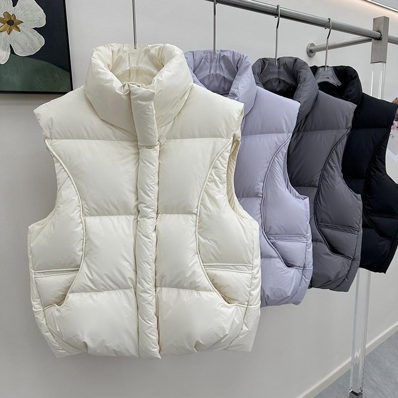 Womens Premium White Duck Down Vest 95% Fill Power 86-90% Thick Warm Sleeveless Puffer Winter