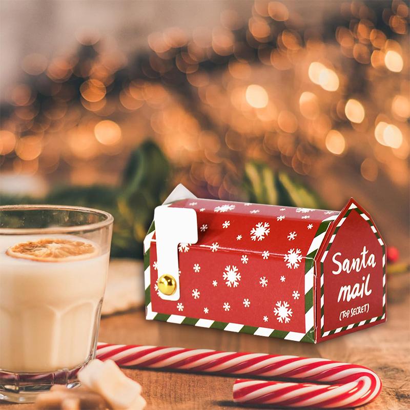 50pcs Christmas Mailbox Shape Candy Gift Box Kids Xmas Cookie Snack Packing Box Bag Navidad Noel Home Decor New Year