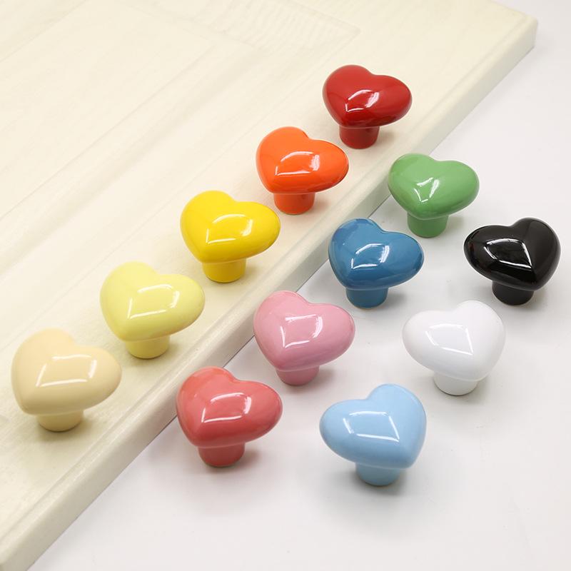 Colorful Heart-Shaped Ceramic Drawer Handle