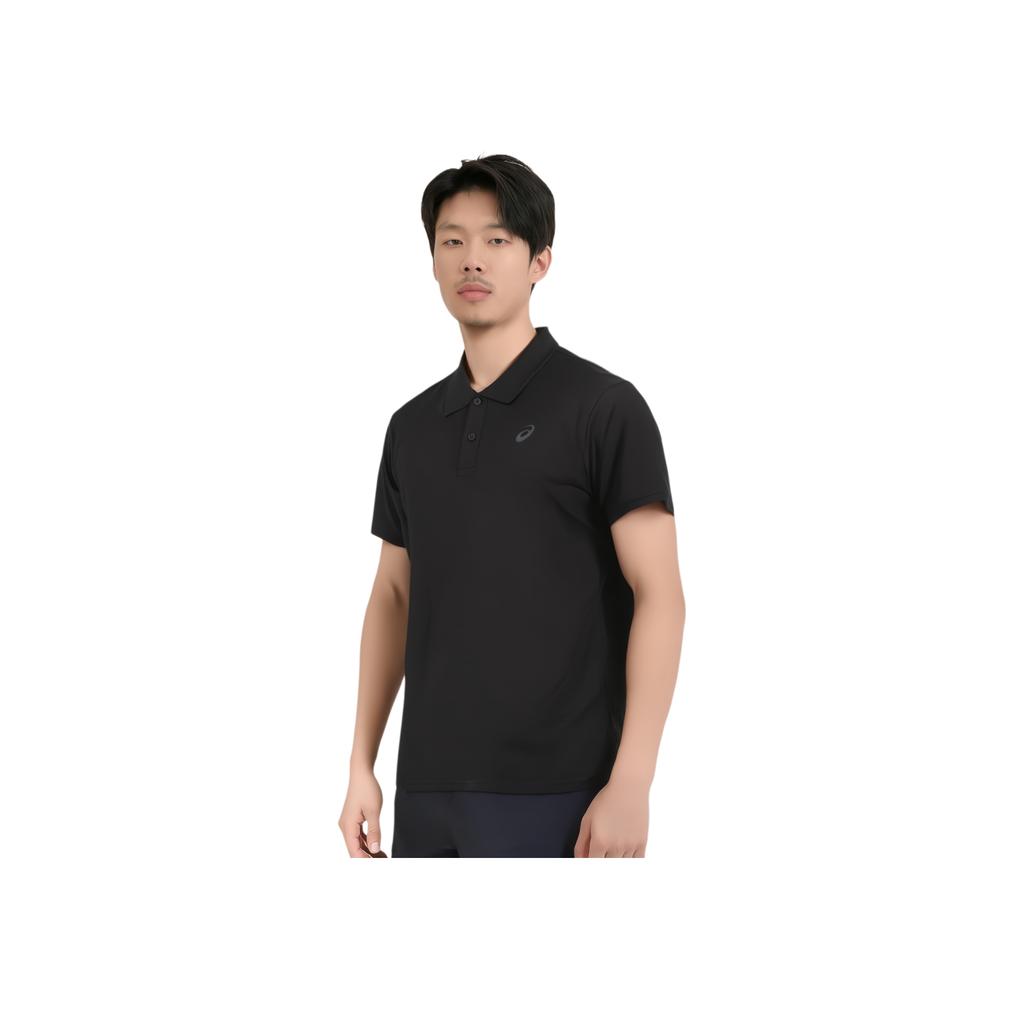Asics Logo Soft Casual Sports Polo Shirt Men Tops Black 2031E616-001
