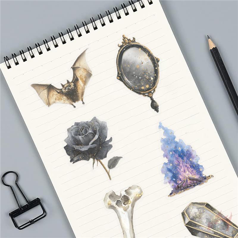 50Pcs/Set Retro Magic Art. Halloween PET Stickers Waterproof DIY Fashion Doodle Decals Stickers