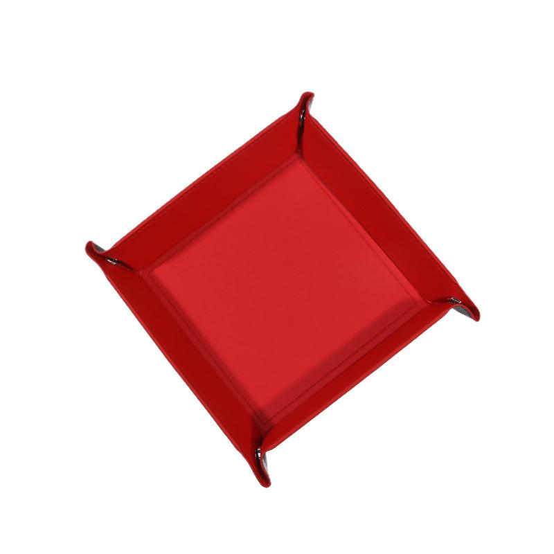 Faltbare Würfelbecherhalterbox PU-Leder Faltbares Sechseck Münz Quadratische Ablage für RPG Rollenspiel Tischbrettspiele
