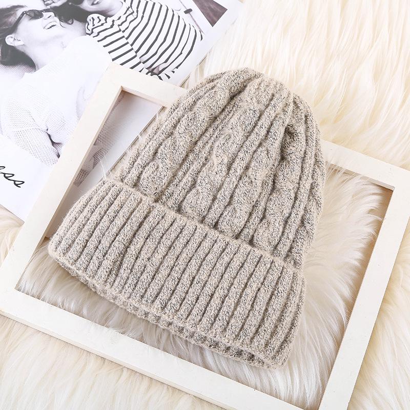 Twist wool hat women's autumn and winter thickened velvet warm ear protection cold hat hot-selling sleeve knitted hat